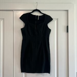 Free People‎ Women's Sleeveless Denim Dress Black Cap Sleeve Size M
